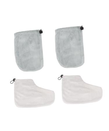 SAFIGLE Ensemble 2 Paires de Moufles et Couvre-pieds en Coton Isolant pour Bain de Cire Taille Unique pour Soins Thermiques Domicile et Spa Tissu Doux et Couleur Al atoire