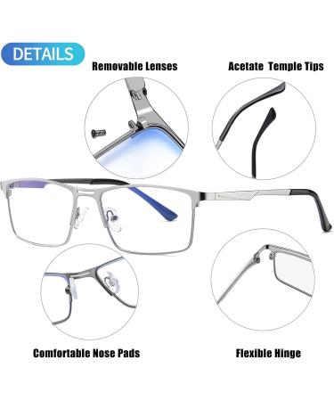 Joopin Blue Light Filter Glasses for Men & Women | Stylish Metal Silver Gaming & Computer Glasses - Buy Online on GoSupps.com