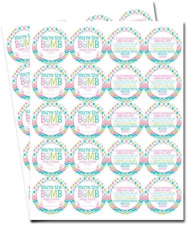 You're The Bomb Cute Bunny & Easter Egg Themed Happy Easter Hot Cocoa Bomb Sticker Labels  Total of 40 2 Circle Stickers (20 sets of 2) by AmandaCreation - Buy Online on GoSupps.com