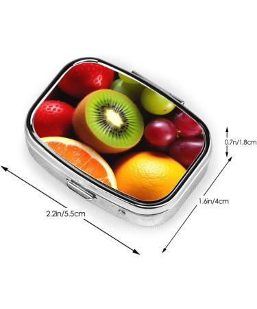 Fresh Fruit Printed Square Pill Box | Portable Travel Medicine Organizer - Shop Now - Buy Online on GoSupps.com