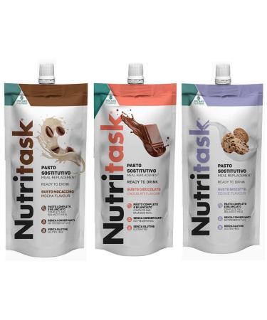 PromoPharma - Nutritask Variety Pack Replacement Meal - 6 x 220g Assorted Envelopes in Flavours: Biscuit Chocolate Snot