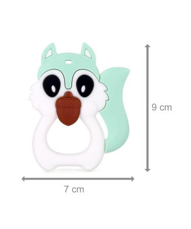 PREMYO Squirrel Teething Ring - BPA Free Silicone Baby Teether Cooling Teething Aid for Pain Relief - Soft Mint Color - Buy Online on GoSupps.com