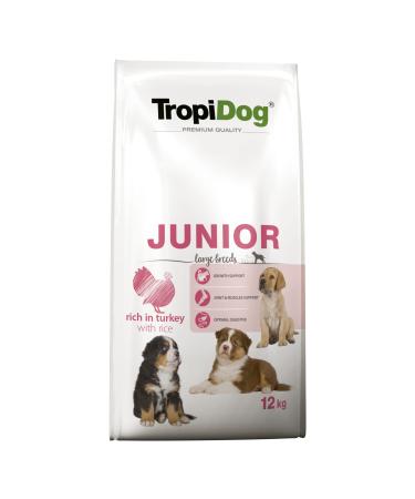 Premium Dry Dog Food Rich in Turkey with Rice for Large Breed Puppies 12kg