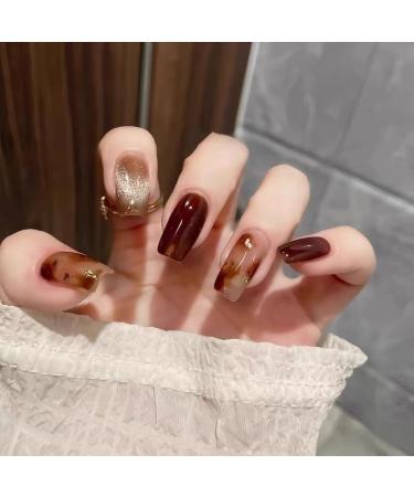 Handmade Autumn and Winter Halo Dye Nail Makeup Wearable Detachable Nail Makeup False Nails(S) - Buy Online on GoSupps.com