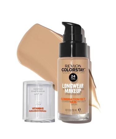 Revlon Colorstay Liquid Foundation Makeup for Combination & Oily Skin SPF15 Medium to Full Coverage (30ml) Matte Finish Sand Beige (180) Unisex 180 Sand Beige 30.00 ml (Pack of 1) - Buy Online on GoSupps.com