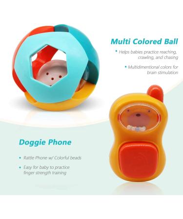 INTEGEAR 10pcs Baby Toys Rattles Set with Storage Case - Educational Learning Toy for Newborn Infants Boys Girls - Buy Online on GoSupps.com
