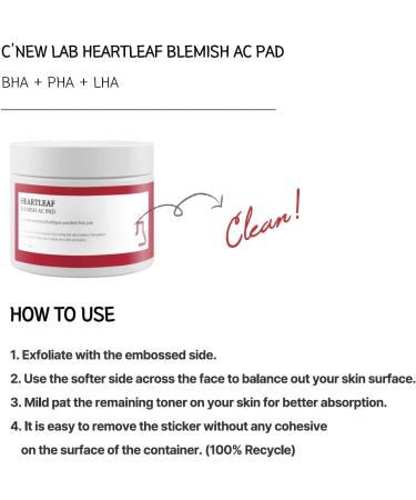 C NEW LAB Heartleaf AC Blemish Clearing Pads - Triple-Double Acid Toner for Acne Prone Skin | Soothes Heals & Clears | 70 Pads 140 ml - Korean Skincare - Buy Online on GoSupps.com