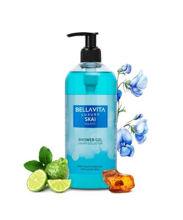 Bella Vita Luxury Skai Aquatic Body Wash Shower Gel for Men and Women | 500ml | Unisex Bodywash with Aloe Vera Extract | Deep Cleansing Hydrating Moisturising | Suitable for All Skin Types - Buy Online on GoSupps.com