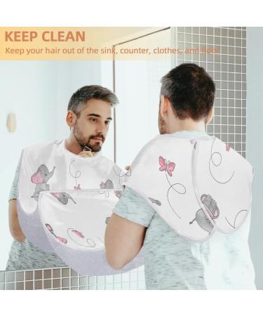 Beard Bib Apron for Men - Waterproof Hair Catcher Cape for Easy Grooming | Non-Stick Elephant & Butterfly Design - Buy Online on GoSupps.com