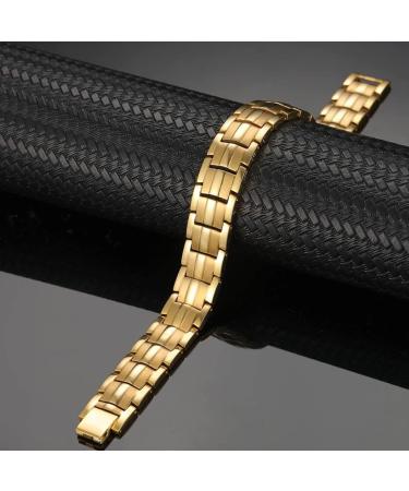 Vicmag Men Magnetic Bracelet - Titanium Steel Double Row 3500 Gauss Wristband with Adjustment Tool and Gift Box - Gold 4 Elements - Buy Online on GoSupps.com