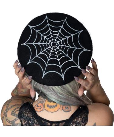 Kreepsville 666 Beret Spider Web Black White Halloween Hat Gothic Accessory - Black - Buy Online on GoSupps.com