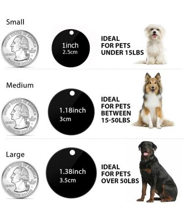 Personalized Round Black Stainless Steel Pet ID Tags - Engraved on Both Sides for Dogs and Cats - Buy Online on GoSupps.com