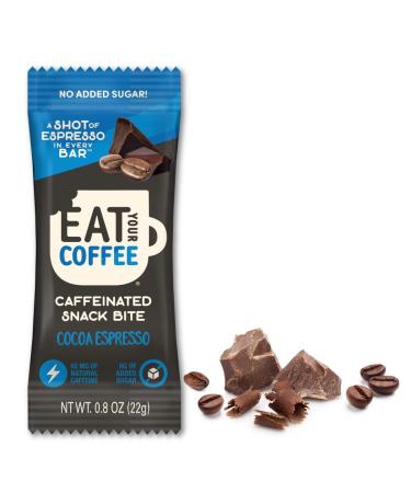 Caffeinated Coffee Bites, Eat Your Coffee Energy Bar | Cocoa Espresso | Tasty Caffeinated and Natural Snack | Ethically Sourced, Stay Energized, Coffee Bar Cocoa Espresso 0.8 Ounce (Pack of 10)