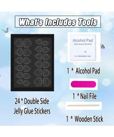 Long Square Press on Nails - French White Acrylic Fake Nails with Shiny Rhinestones - 24PCS Full Cover Stick-On Nails for Women & Girls - Buy Online on GoSupps.com