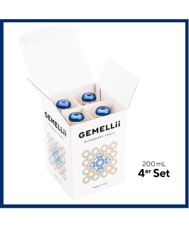 GEMELLii Blueberry Tonic Water - 4x200ml Bottles | Natural Ingredients | Sweetened with Agave Syrup | Made in Italy - Buy Online on GoSupps.com
