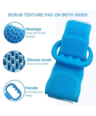 iHacsan Silicone Bath Body Brush - Double-Sided Exfoliating Back Scrubber for Shower & Spa - Skin Massage - Blue - Buy Online on GoSupps.com