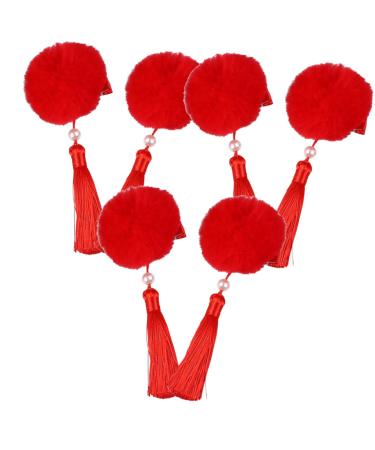minkissy 3 Pairs Tassel Hair Ball Hair Clip Year of Rabbit Hair Clips Spring Festival Headpiece Tassel Hair Clip Infant Hair Clips Chinese Style Barrettes Baby Metal Artificial Hairpin