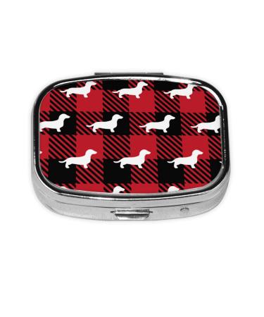 Portable Pill Case Dachshund-Buffalo-Plaid Daily Pill Organizer