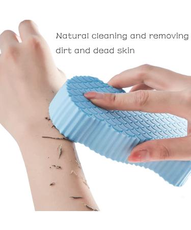 2PCS Exfoliating Bath Sponge Set - Dead Skin Remover - Shower Brush - Soft Sponge for Body - Adult Baby - Blue & Grey - Buy Online on GoSupps.com