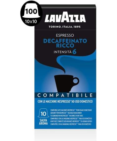 Lavazza 100 Nespresso compatible capsules Ricco decaffeinated espresso 10 packs of 10 capsules - Buy Online on GoSupps.com