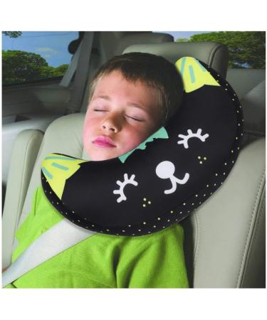 Kids Car Travel Pillow Car Seat Belt Cushion Child Head Neck Support Pillow Baby Seat Belt Protector Toddler Neck Pillow Headrest Boys Girls Travelling Sleeping Pillow For Car Seat Pushchair Train Black