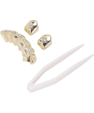 Iced Out Diamond Teeth Grillz for Men Women Plating Hip Hop Gold Grills for Your Teeth Teeth Jewelry and Accessories Poker Diamond Top & Bottom Face Grills - Buy Online on GoSupps.com