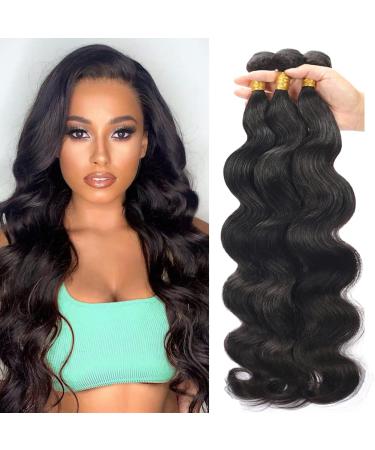 Human Hair Bundles 10A Body Wave 3 Bundles 100% Unprocessed Body Wave Human Hair Weave Bundles (12 14 16 Inch) Natural Hair Weave Bundles Human Hair Extensions for Black Women Body Wave 3 Bundles 12 14 16