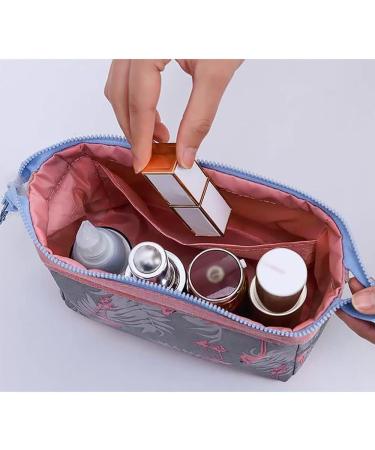 JJ Prime Small Cosmetic Bag for Handbag - Waterproof Mini Makeup Organizer for Women - Travel Essentials in Flamingo Design (Blue Pink) - Buy Online on GoSupps.com