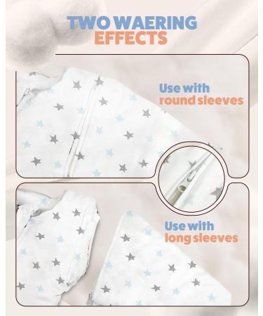 Moxtoyu 100% Cotton 2.5 Tog Baby Sleep Bag | Wearable Blanket with Double Zipper | Removable Sleeves | Newborn Essentials | White L (12-18M) - Buy Online on GoSupps.com