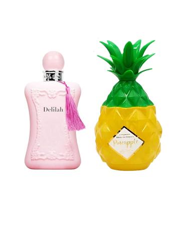 Women's Delilah&Pineapple Perfume Set Romantic Floral Scent Eau De Parfum Spray for Women 3.4 Fl Oz Each Bottle Daily Used Fragrance
