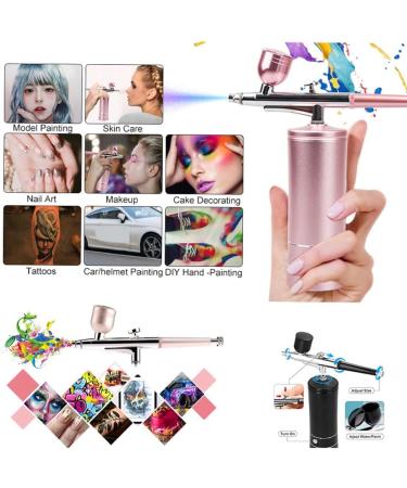 wemee Rechargeable Cordless Airbrush Compressor Portable Handheld Electric with 0.4mm Nozzle for Barber Nail Art Makeup Model Painting - Buy Online on GoSupps.com