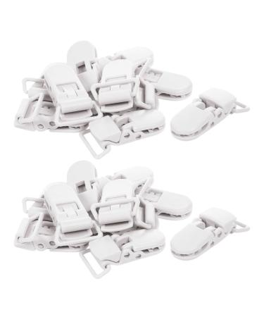 20Pcs Baby Kids T-Shape Plastic Pacifier Clips Soother Dummy Style Holder White
