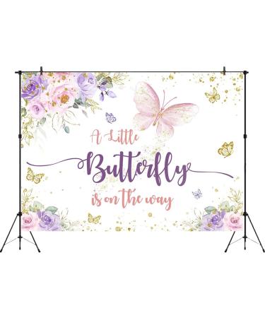 Aperturee 7x5ft Butterfly Baby Shower Backdrop | Purple and Pink Floral Princess Girl Party Decoration | Photography Background for Gender Reveal | Photo Booth Banner with Gold Accents - Buy Online on GoSupps.com