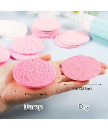 60 Pieces Compressed Face Sponges - Washable Cellulose Makeup Remover - Pink & White - 6 cm - Buy Online on GoSupps.com