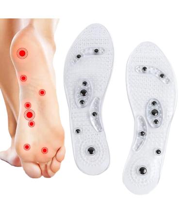 Foot Massage Insoles for Men and Women - Magnetic Acupressure Shoe Inserts Reflexology Foot Pain Relief Insoles Cool and Breathable TPR Insole Can Be Cropped Arbitrarily Size (28-30cm for Men)