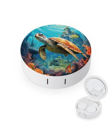Contact Lens Case Dolphins Sea Turtle Coral Reef Print Plastic Contact Lens Case contact Lens Care Box ontact Lens Travel Box