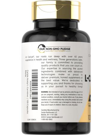 Carlyle Acetyl L-Carnitine HCL Capsules 1000mg - Non-GMO Gluten Free 100 Count | Premium International Shipping - Buy Online on GoSupps.com