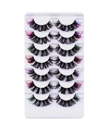 FRCOLOR 7 Pairs Eyeshine Lashes Cluster Lashes Colored Lash Extensions Lash Clusters with Color Individual Lashes False Lash Extensions Lashes with Color Eyelash Artificial Fiber Extend