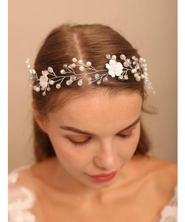 BERYUAN Women White Flower Hair Vine Pearl Hair Piece Rhinestone Gold Wedding Hair Accessory Gift for Her Rhinestone Opal Hair Piece Party Headress for Bride Bridesmaid Girls (Gold) - Buy Online on GoSupps.com