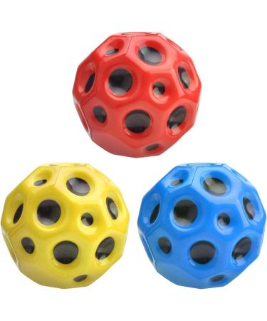 3 Pack Astro Jump Ball |Moon Ball Jumping Rubber Ball|7 cm High Bounce Hole (Red+Yellow+Blue)