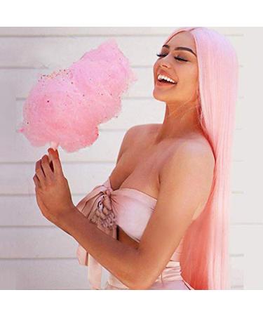 Buy Long Pink Curly Wig for Women | Brazilian Straight Hair for 50s-80s Party Style - Buy Online on GoSupps.com