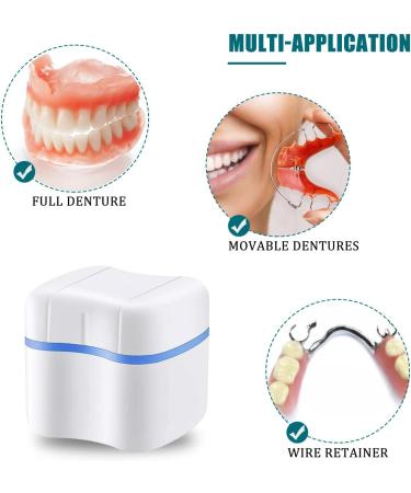Buy Hongecb Denture Box - Light Blue Prostheses Container & Cleaning Cup for False Teeth Storage - Buy Online on GoSupps.com