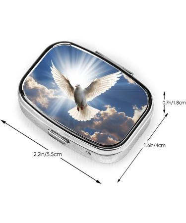 Dove Sky Printing 2 Compartment Small Pill Case - Cute Travel Pill Box Organizer for Purse & Pocket Gifts - Buy Online on GoSupps.com