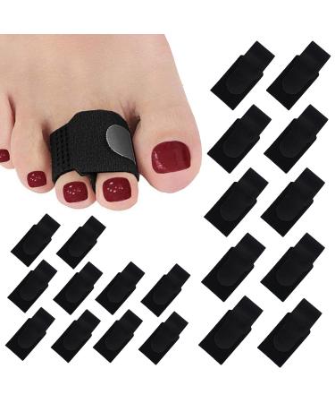 Reppkyh 20 Pieces Fabric Broken Toe Wraps  of Hammer Toe Straightener Splints for Curled Toe  Cushioned Bandages  Hammer Toe Wrap  Broken Toe Reduce Friction Protect And Heal Brace.  Black 20 Black Bandages