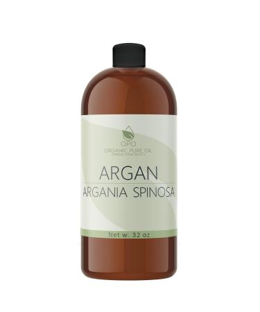 OPO Deodorized Argan Oil - 32 oz - Pure Morocco Partially Filtered Unscented Non GMO Vegan Bulk Carrier Oil Skin Hair Face Body Hydrating Nourishing Soothing DIY Soap Cream Packaging May Vary