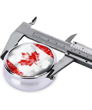 Retro Canada Flag Portable Metal Pill Box - 3-Compartment Travel Case for Small Pills | Hinged Design Ideal for On-the-Go Lifestyle - Buy Online on GoSupps.com