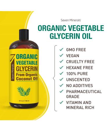Organic Vegetable Glycerin 32 fl oz - Made with Organic Coconut Oil - Therapeutic Grade Liquid for DIYs - Hair, Nails, Skin Moisturizer - Non-GMO - Buy Online on GoSupps.com