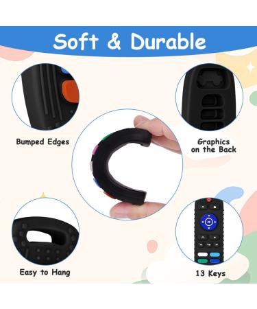 Hotut Baby Teething Toys - 2 Pack Silicone Teether for Babies | Remote Control Shape, BPA-Free, Dishwasher & Refrigerator Safe | Suitable for 3-12 Months | Black-A - Buy Online on GoSupps.com