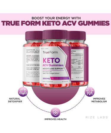 (2 Pack) True Form Keto Gummies for Weight Loss - Apple Cider Vinegar Extract Supplement - Shark Tank Approved - 120 Gummies - Buy Online on GoSupps.com