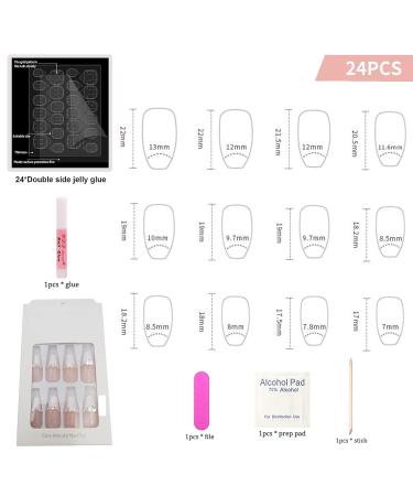 WOOXDYUK Nail Art Set - 24 French Tip Press On Nails with Jelly Glue Nail Rub & Remover | Medium French Style Chain Nails for Perfect Nail Art - Buy Online on GoSupps.com